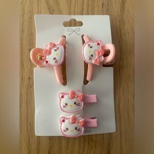 🆕 Pink Hello Kitty Hair Side Clips +Small Hair Claws 🆕